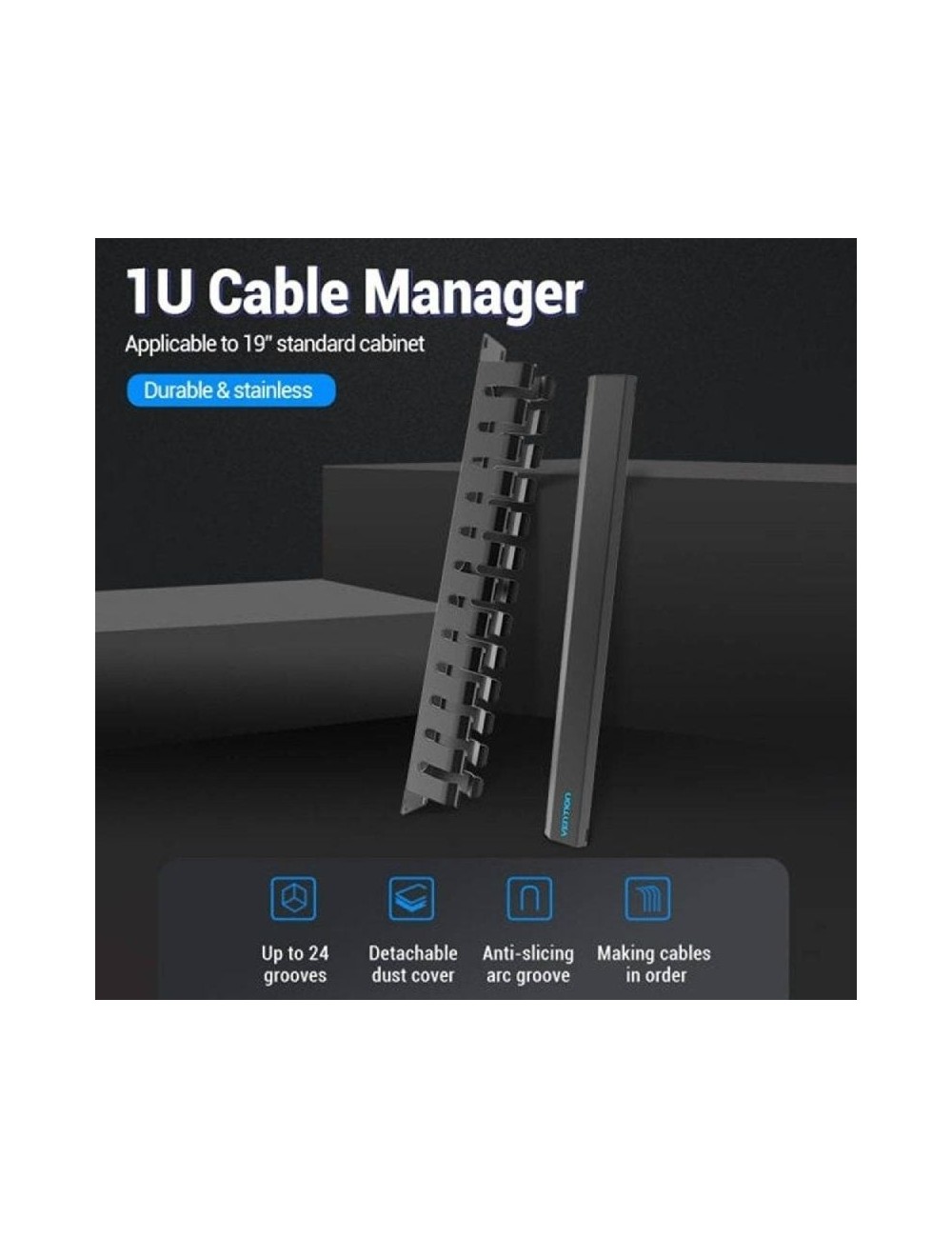 Organizador de Cables de Red Vention KHAB0/ 24 Puertos