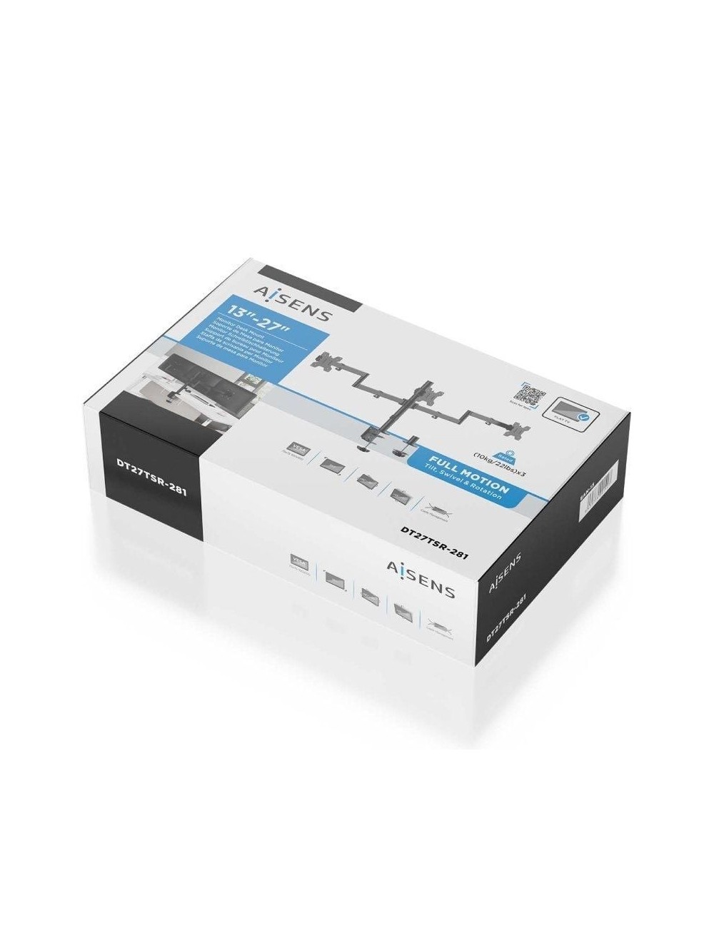 Soporte de Mesa para 3 Monitores Aisens DT27TSR-281/ Giratorio/ Inclinable/ hasta 10kg