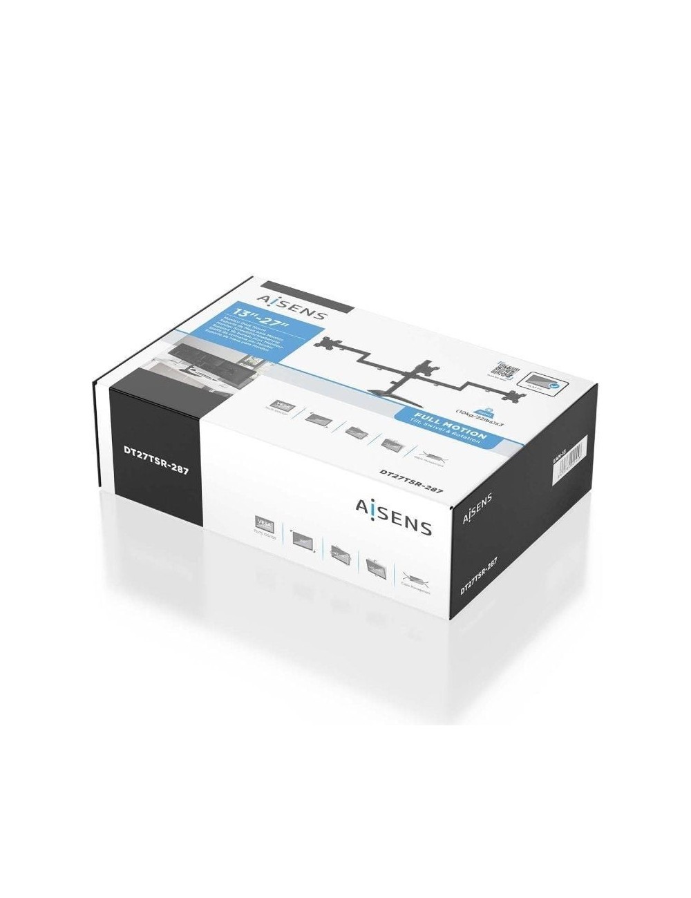Soporte de Sobremesa para 3 Monitores Aisens DT27TSR-287/ Giratorio/ Inclinable/ hasta 10kg