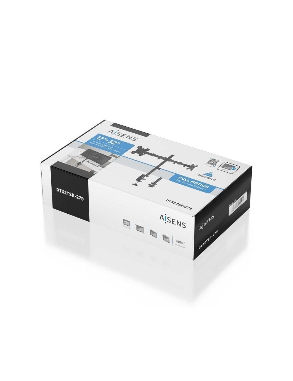 Soporte de Mesa para 2 Monitores Aisens DT32TSR-279/ Giratorio/ Inclinable/ hasta 10kg