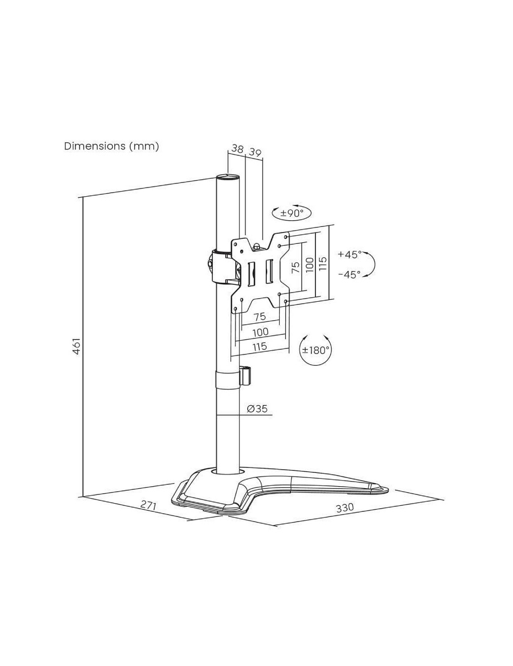 Soporte de Sobremesa para Monitor Aisens DT32TSR-283/ Giratorio/ Inclinable/ hasta 10kg