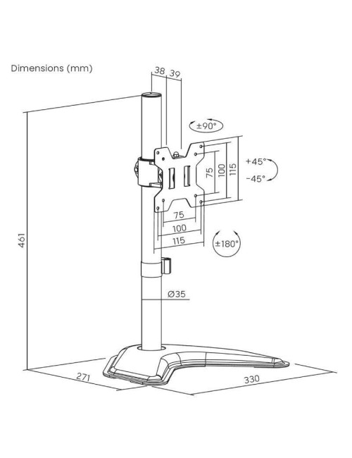 Soporte de Sobremesa para Monitor Aisens DT32TSR-283/ Giratorio/ Inclinable/ hasta 10kg
