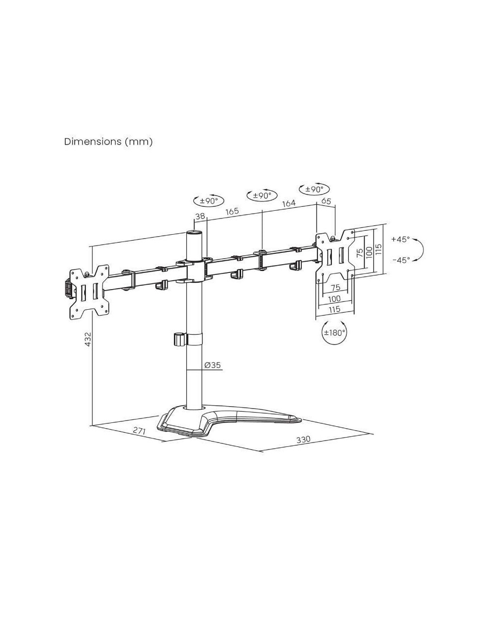 Soporte de Sobremesa para 2 Monitores Aisens DT32TSR-285/ Giratorio/ Inclinable/ hasta 10kg