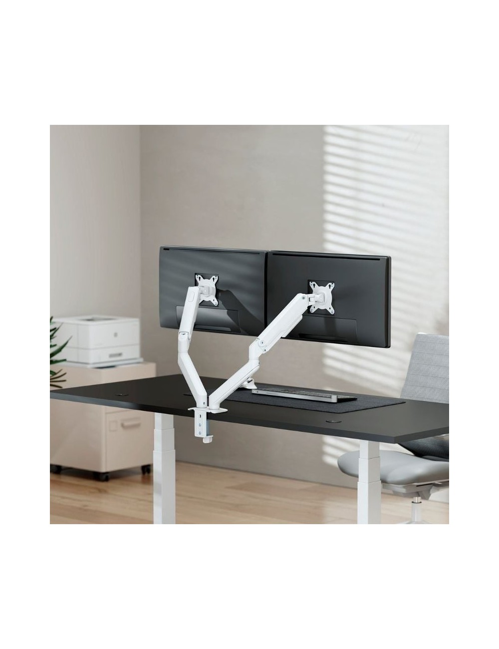 Soporte de Mesa con Contrapeso para 2 Monitores Aisens DT32TSR-439/ Giratorio/ Inclinable/ hasta 9kg
