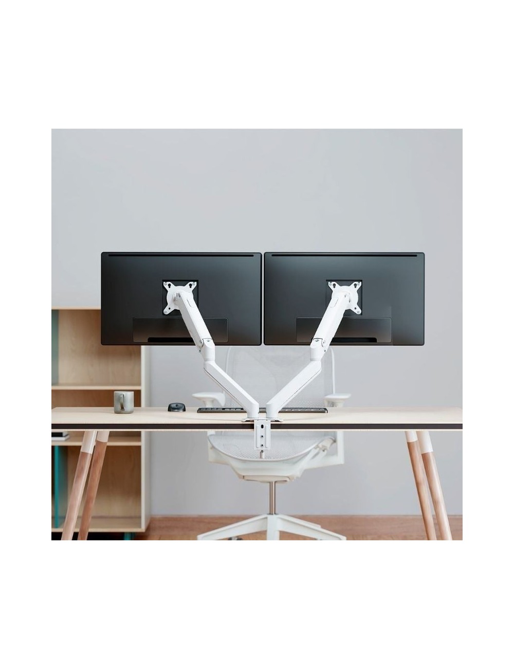 Soporte de Mesa con Contrapeso para 2 Monitores Aisens DT32TSR-439/ Giratorio/ Inclinable/ hasta 9kg