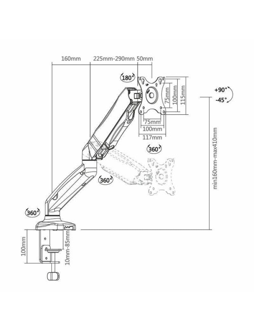 Soporte de Mesa con Contrapeso para Monitor Aisens DT27TSR-043/ Giratorio/ Inclinable/ hasta 9kg
