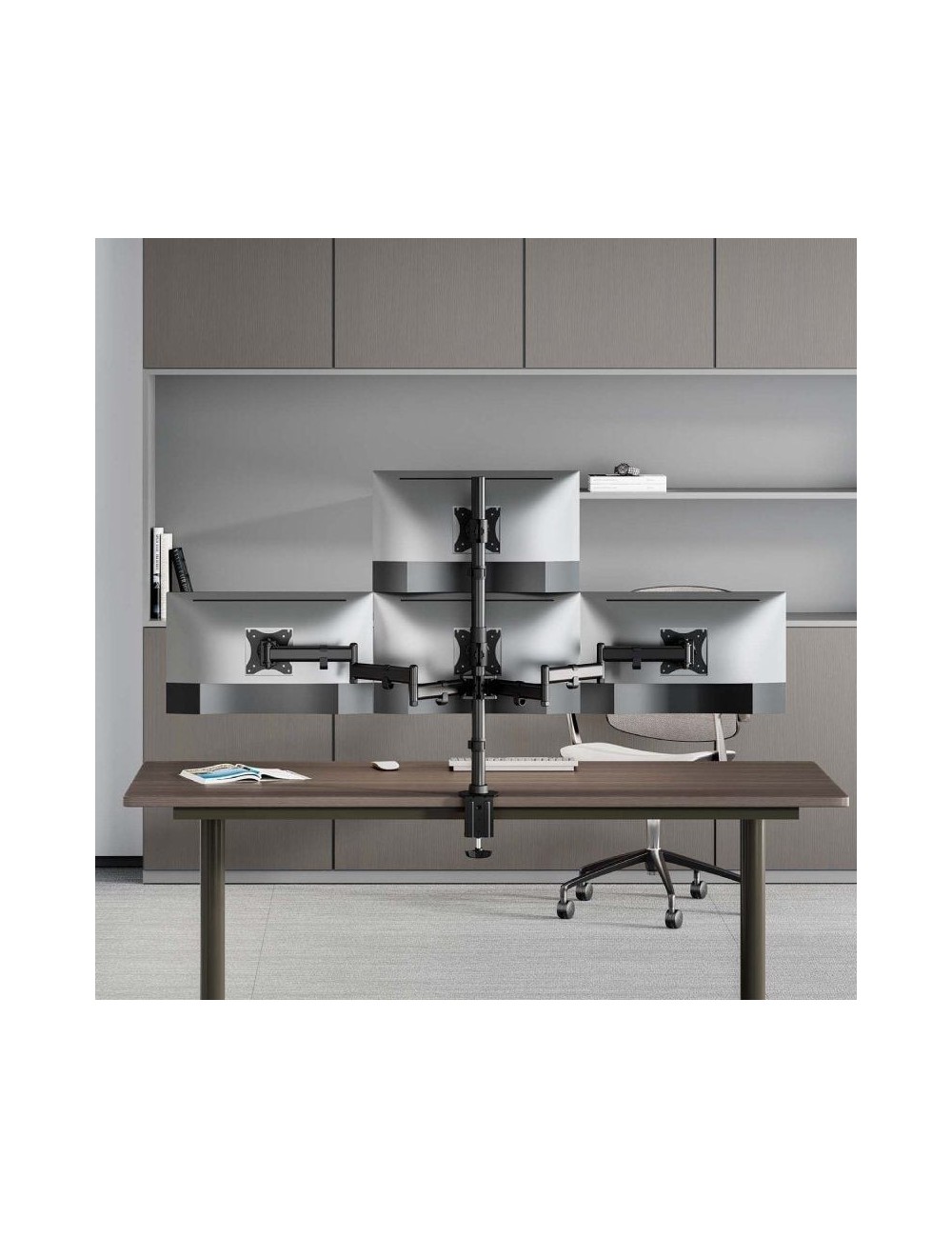 Soporte de Mesa para 4 Monitores y TV Aisens DT27TSR-379/ Giratorio/ Inclinable/ hasta 8kg