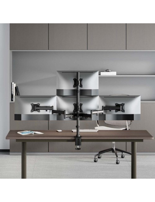 Soporte de Mesa para 4 Monitores y TV Aisens DT27TSR-379/ Giratorio/ Inclinable/ hasta 8kg