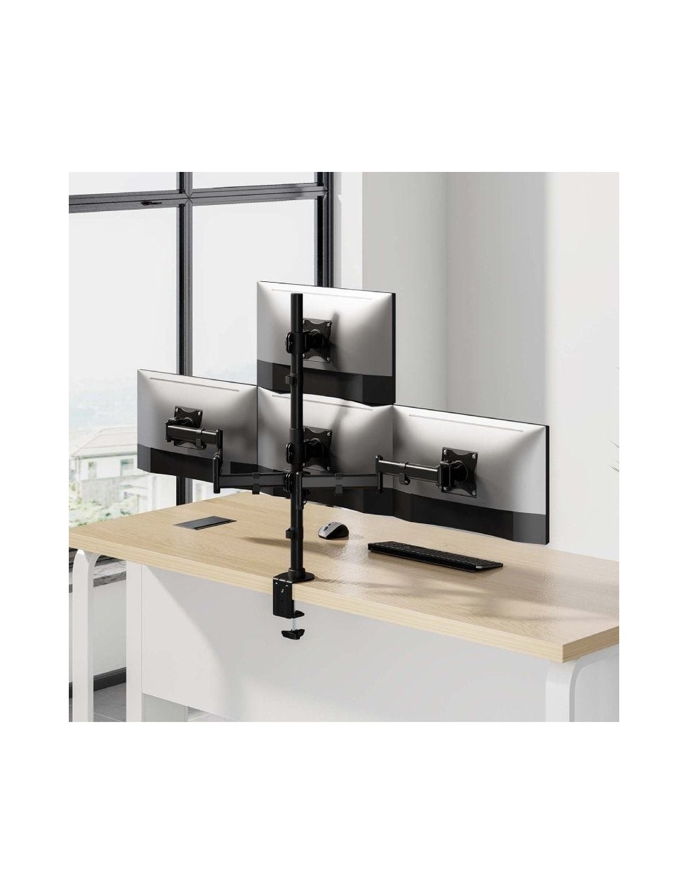 Soporte de Mesa para 4 Monitores y TV Aisens DT27TSR-379/ Giratorio/ Inclinable/ hasta 8kg