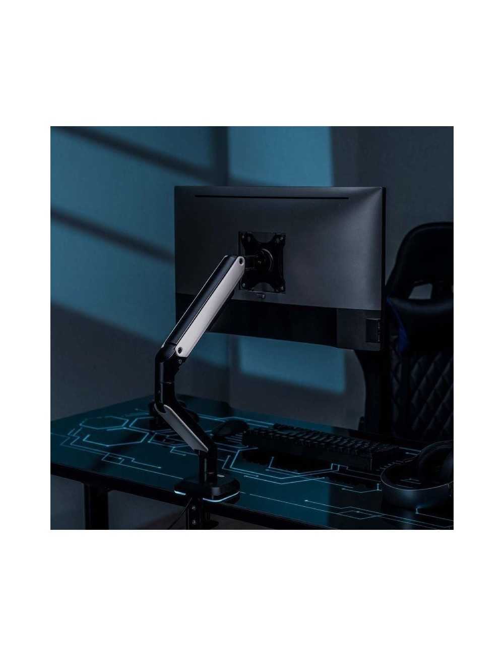 Soporte de Mesa Gaming con Contrapeso para Monitor Aisens DT32TSR-295/ Giratorio/ Inclinable/ hasta 9kg/ con Iluminación RGB