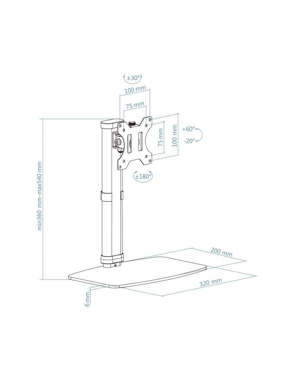 Soporte de Sobremesa para Monitor TooQ DB1127TN-B/ Giratorio/ Inclinable / hasta 6kg