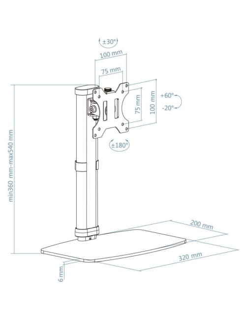 Soporte de Sobremesa para Monitor TooQ DB1127TN-B/ Giratorio/ Inclinable / hasta 6kg