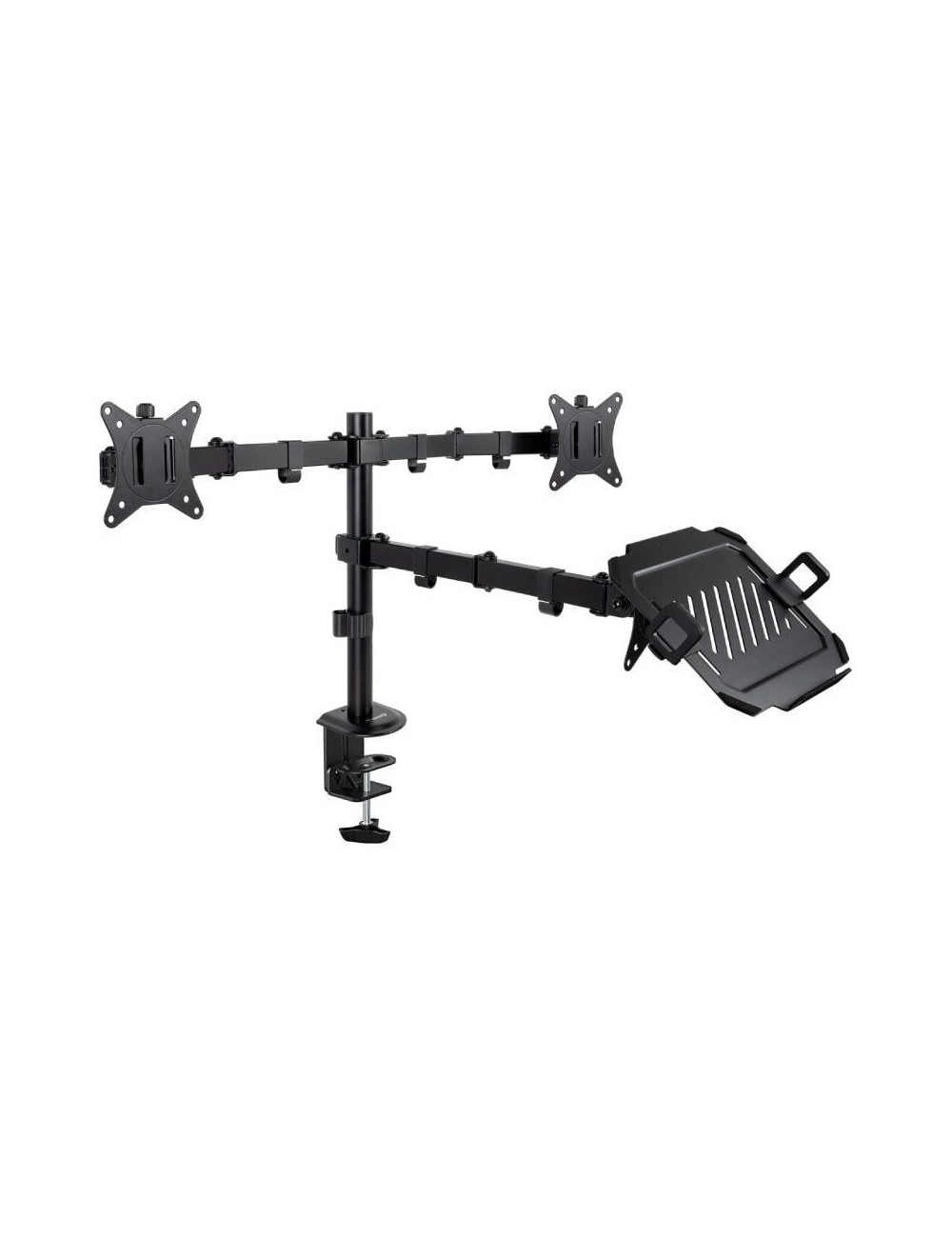 Soporte de Mesa para 2 Monitores y 1 Portátil TooQ DB1202TN-B/ Giratorio/ Inclinable/ hasta 9kg
