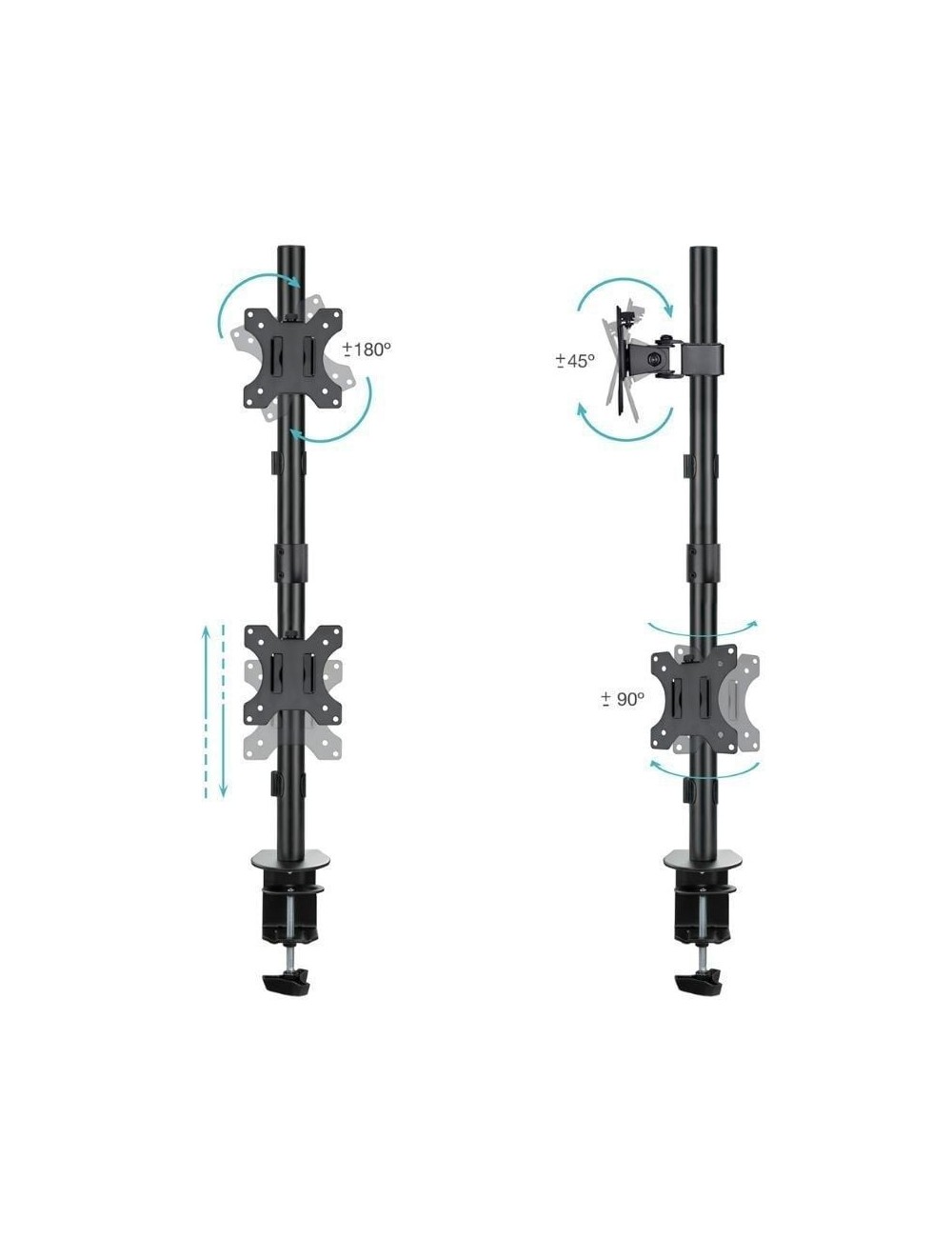Soporte de Mesa para 2 Monitores TooQ DB1233TNV-B/ Giratorio/ Inclinable/ hasta 8kg