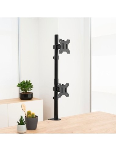 Soporte de Mesa para 2 Monitores TooQ DB1233TNV-B/ Giratorio/ Inclinable/ hasta 8kg