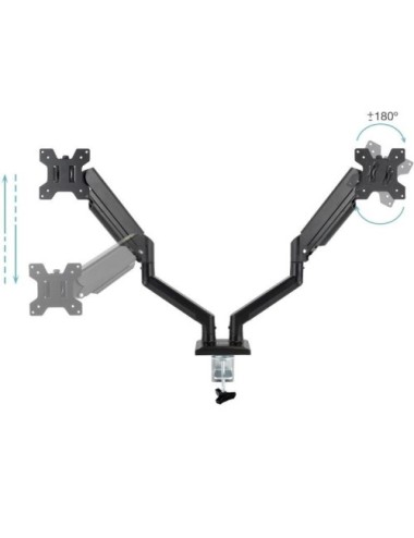 Soporte de Mesa para 2 Monitores TooQ DB1434TNR-B/ Giratorio/ Inclinable/ hasta 10kg