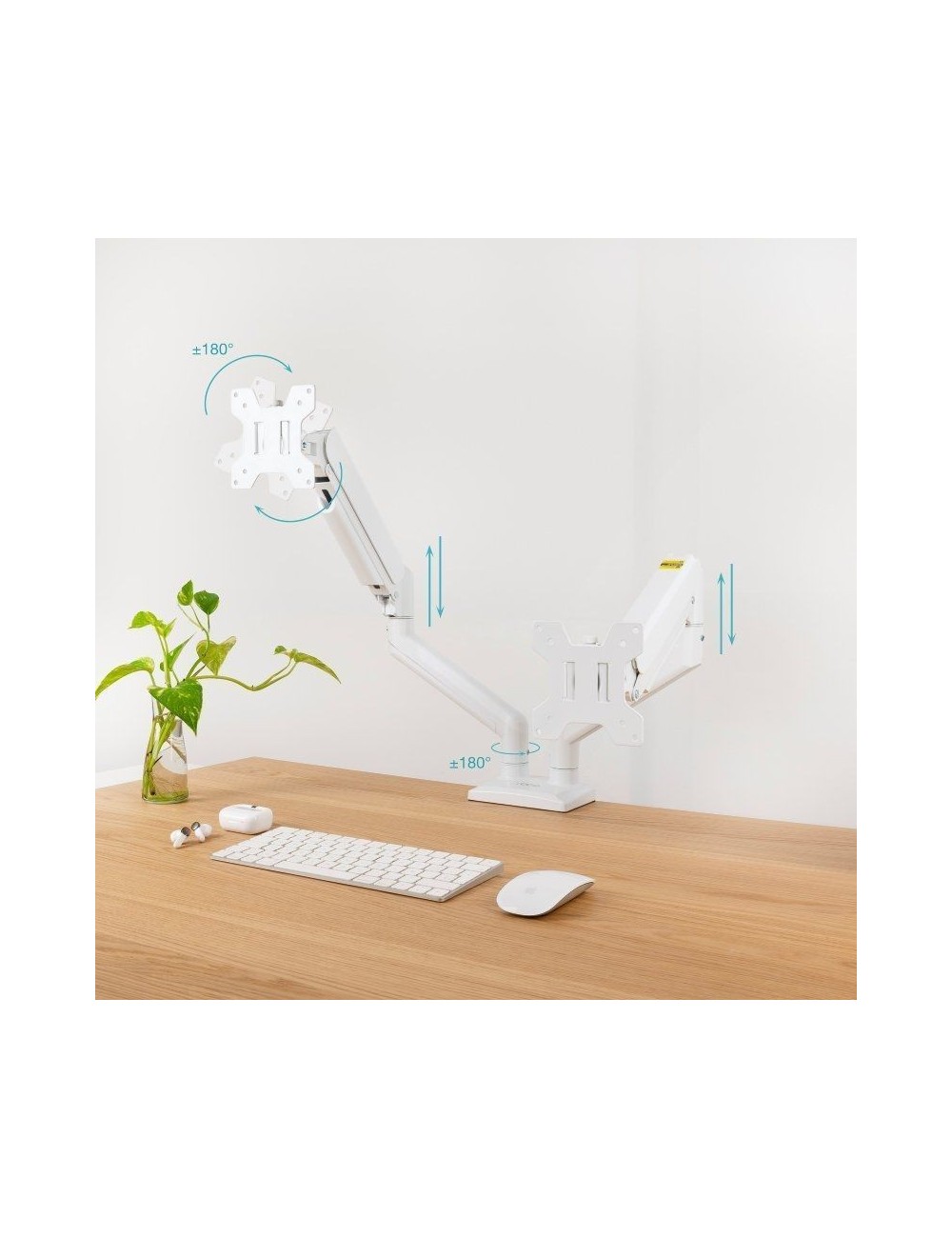 Soporte de Mesa para 2 Monitores TooQ DB1434TNR-W/ Giratorio/ Inclinable/ hasta 10kg