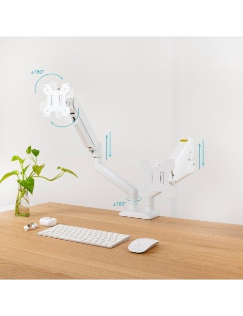 Soporte de Mesa para 2 Monitores TooQ DB1434TNR-W/ Giratorio/ Inclinable/ hasta 10kg
