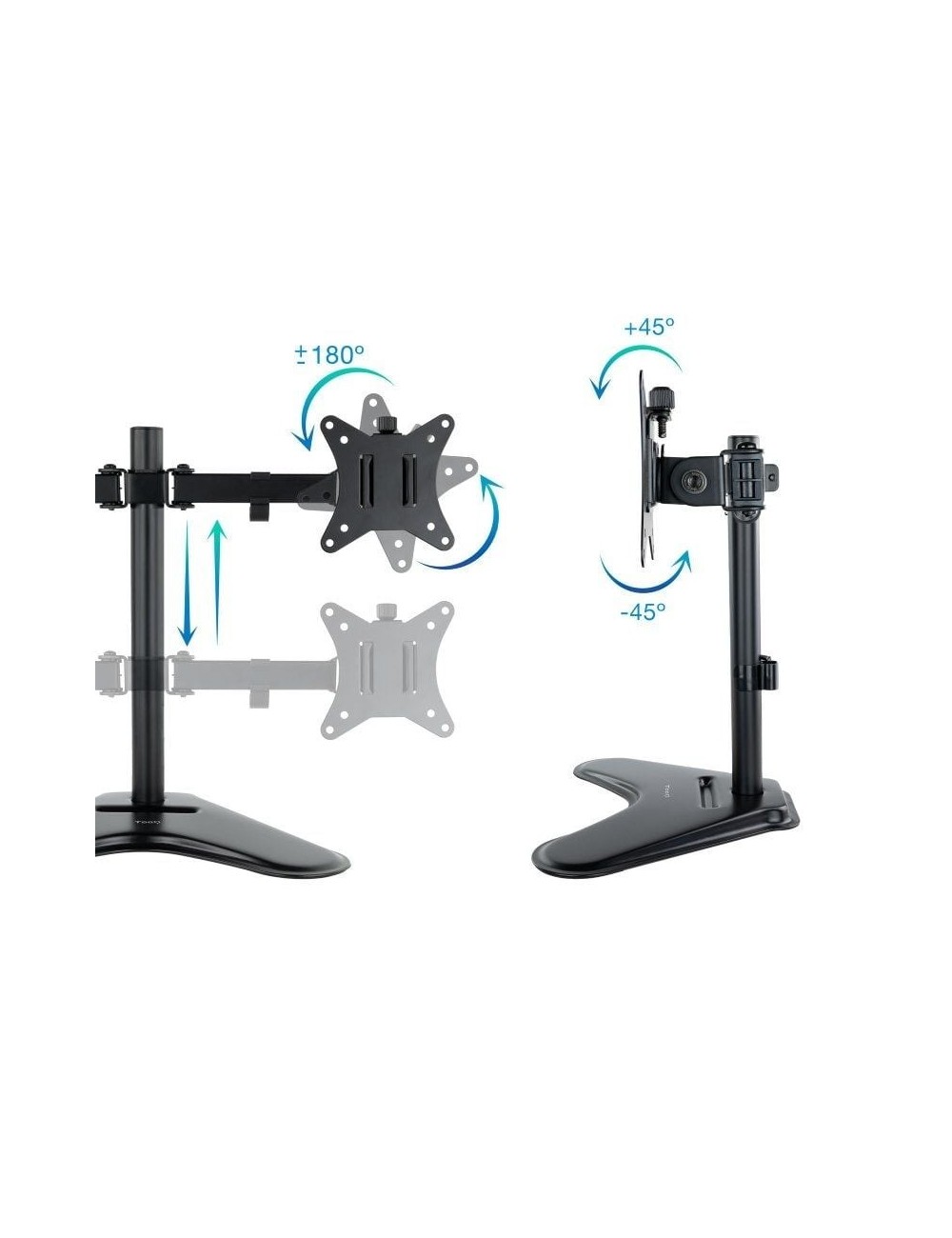Soporte de Sobremesa para 2 Monitores TooQ DB1702TN-B/ Giratorio/ Inclinable/ hasta 9kg