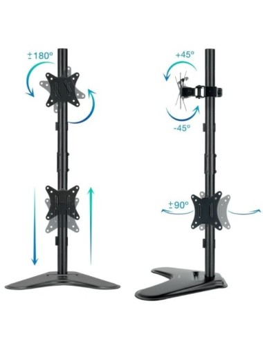Soporte de Sobremesa para 2 Monitores TooQ DB1703TNV-B/ Giratorio/ Inclinable/ hasta 9kg