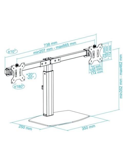 Soporte de Sobremesa para 2 Monitores TooQ DB1727TN-B/ Giratorio/ Inclinable/ hasta 6kg