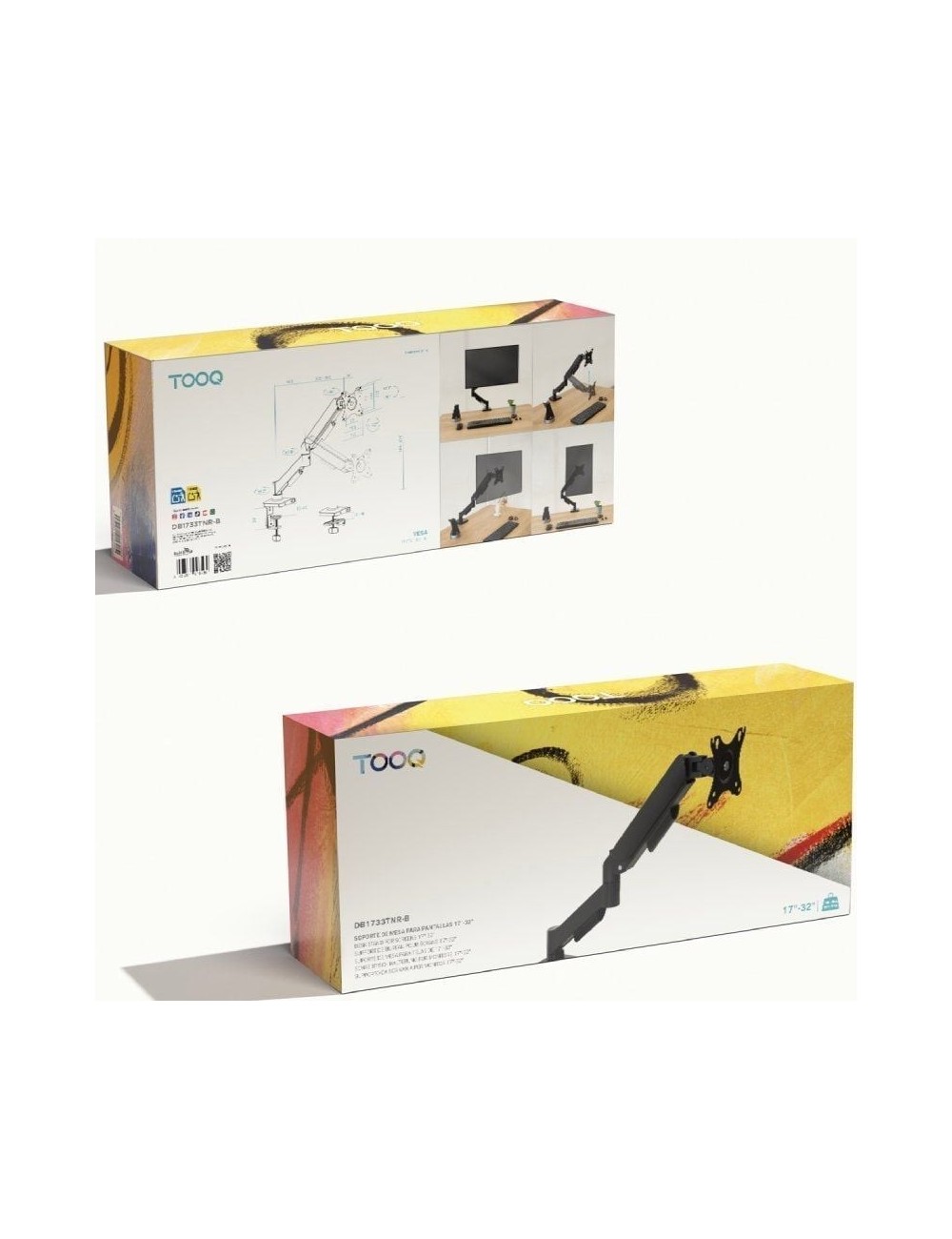 Soporte de Mesa para Monitor TooQ DB1733TNR-B/ Giratorio/ Inclinable/ hasta 9kg