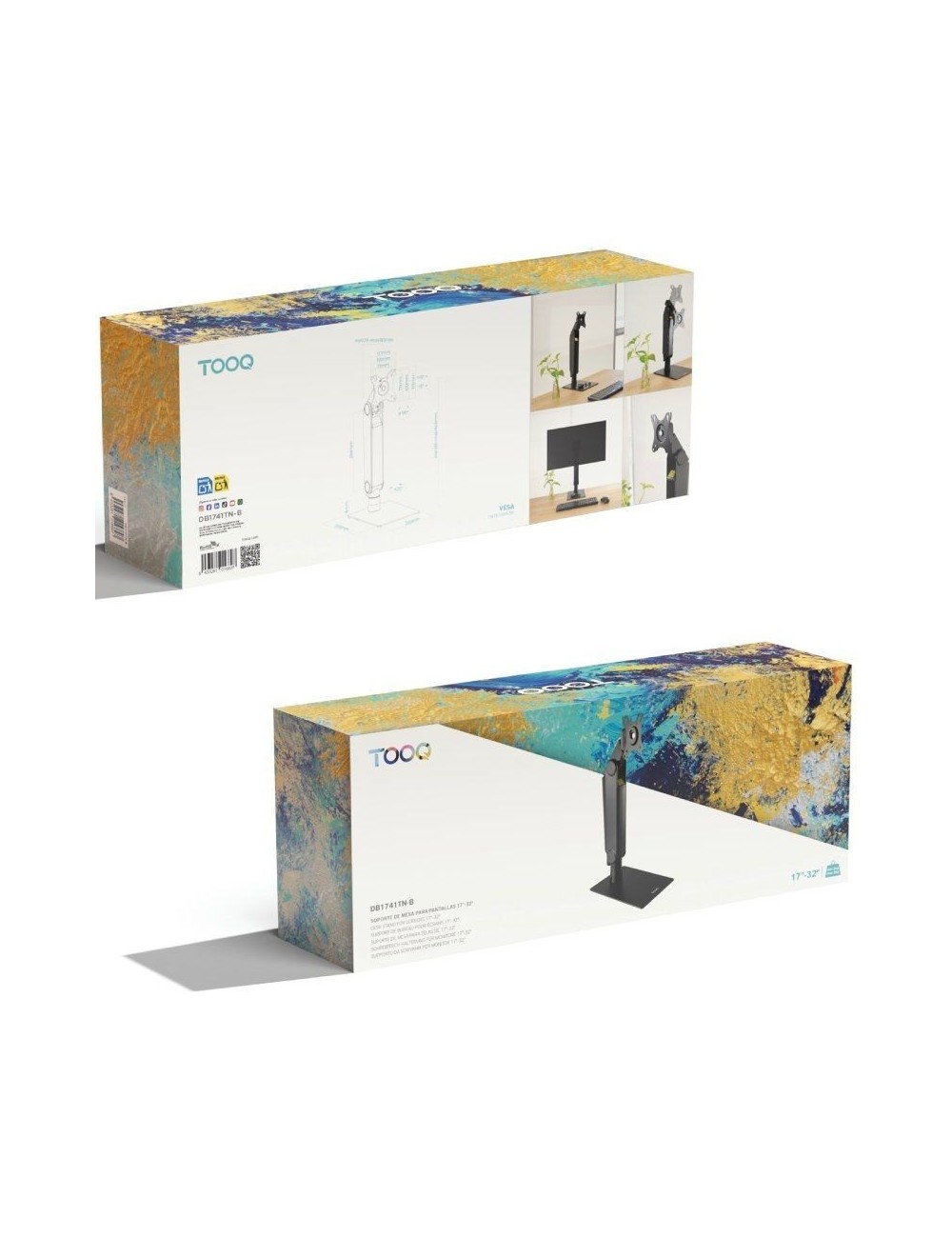 Soporte de Sobremesa para Monitor TooQ DB1741TN-B/ Giratorio/ Inclinable/ hasta 8kg