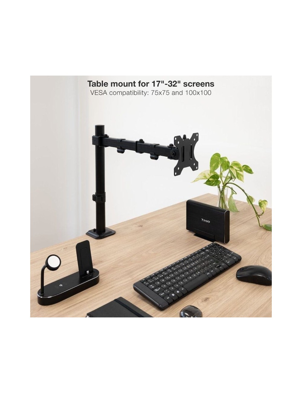 Soporte de Mesa para Monitor TooQ DB1801TN-B/ Giratorio/ Inclinable/ hasta 8kg