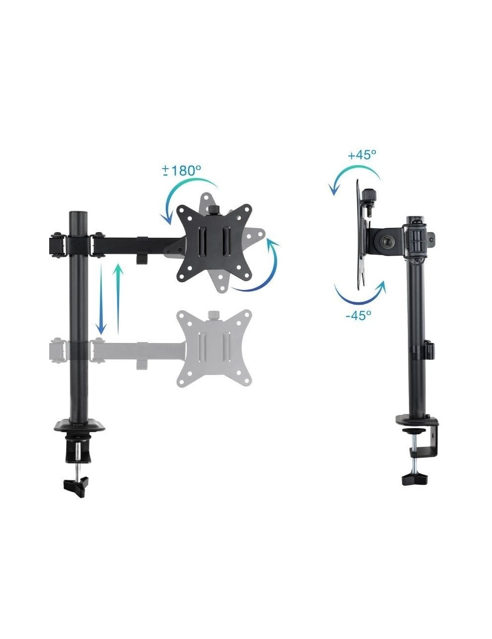 Soporte de Mesa para 2 Monitores TooQ DB1802TN-B/ Giratorio/ Inclinable/ hasta 8kg