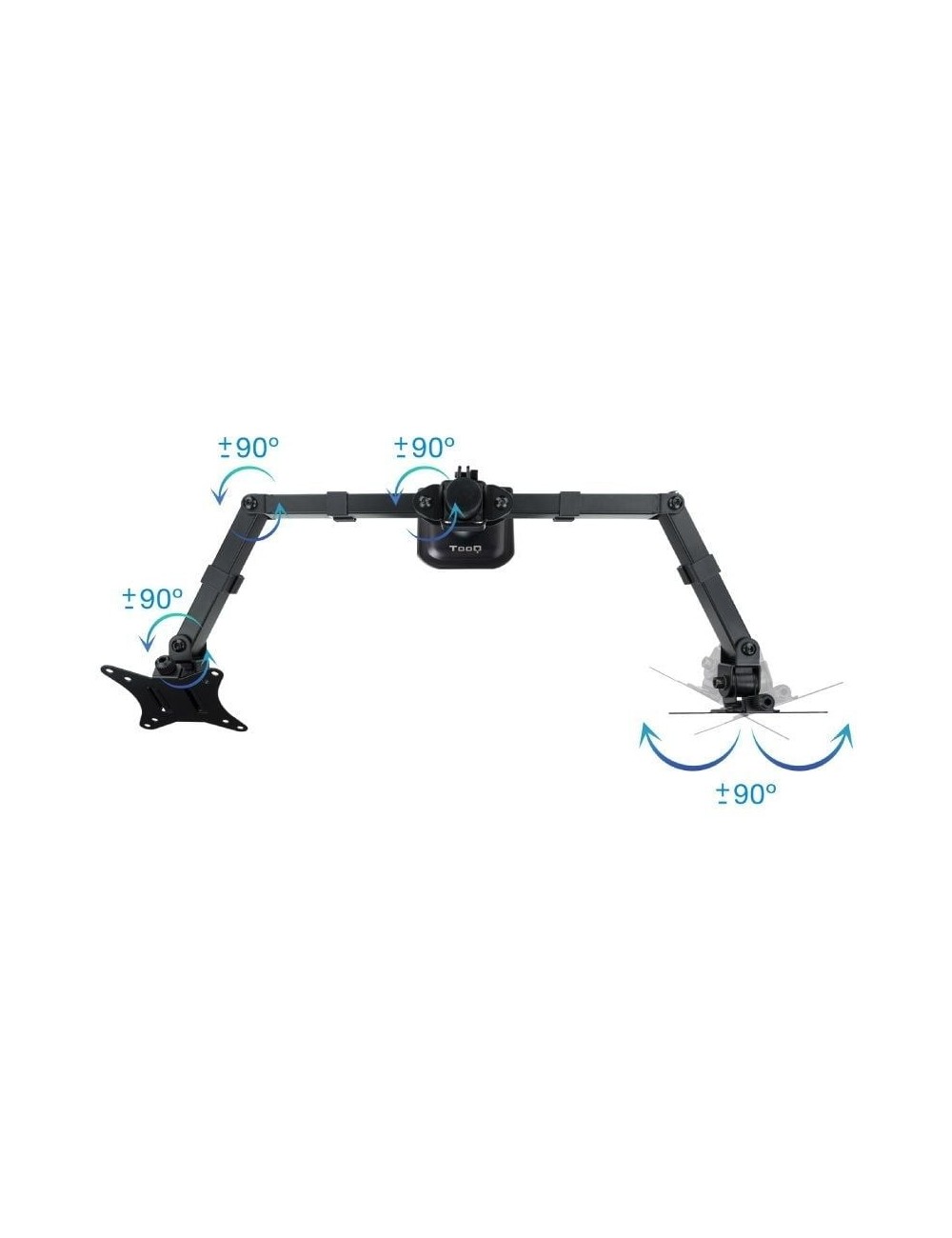 Soporte de Mesa para 2 Monitores TooQ DB1802TN-B/ Giratorio/ Inclinable/ hasta 8kg