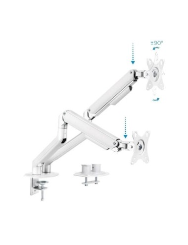 Soporte de Mesa para 2 Monitores TooQ DB4132TNR-W/ Giratorio/ Inclinable/ hasta 9kg