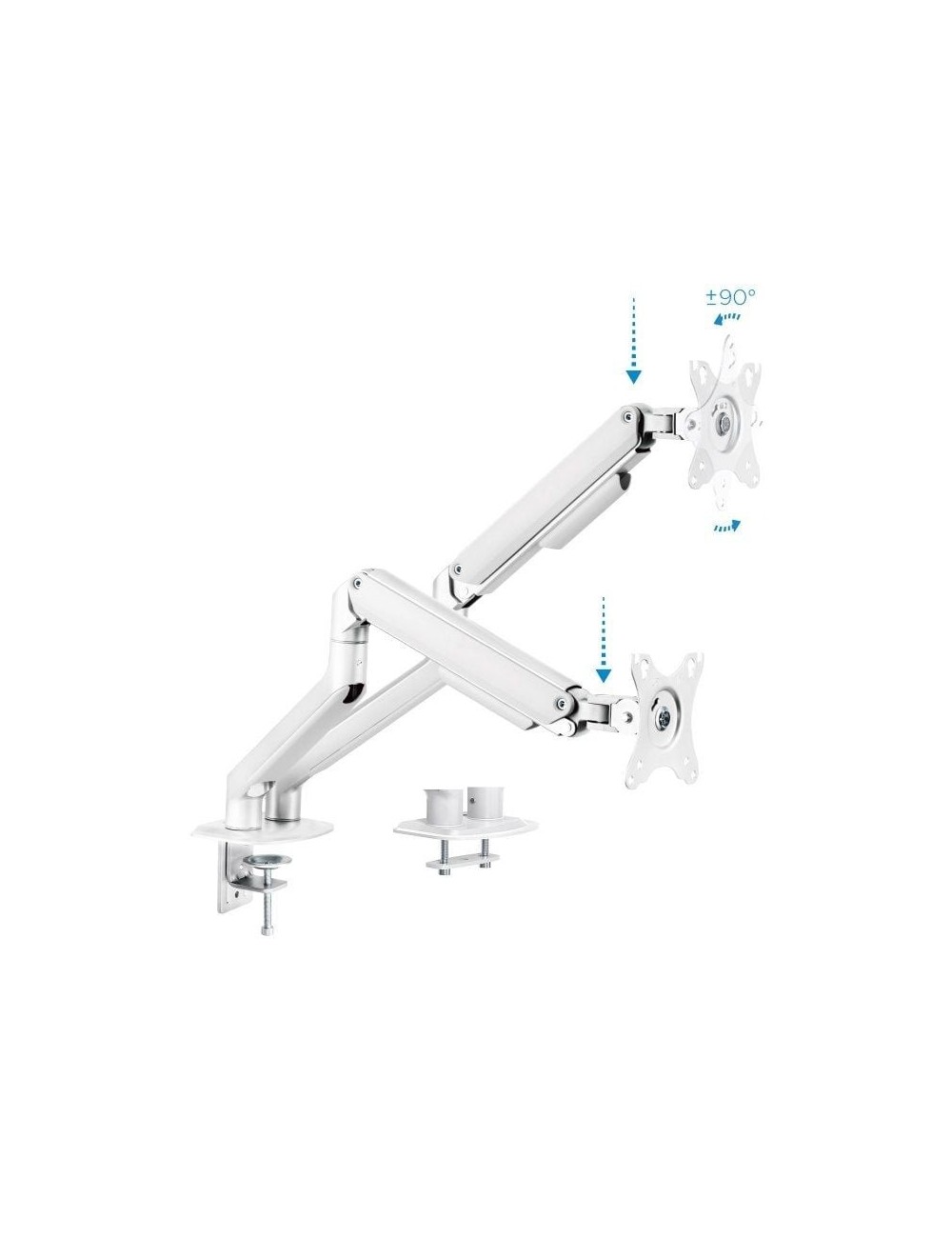 Soporte de Mesa para 2 Monitores TooQ DB4132TNR-W/ Giratorio/ Inclinable/ hasta 9kg