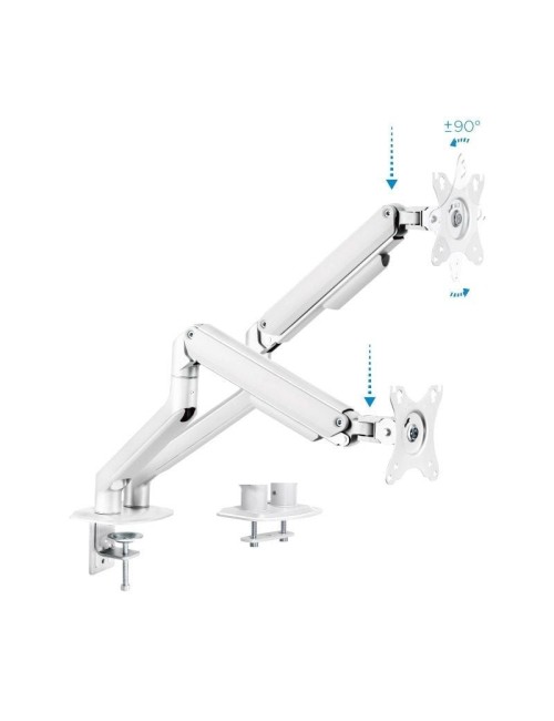 Soporte de Mesa para 2 Monitores TooQ DB4132TNR-W/ Giratorio/ Inclinable/ hasta 9kg