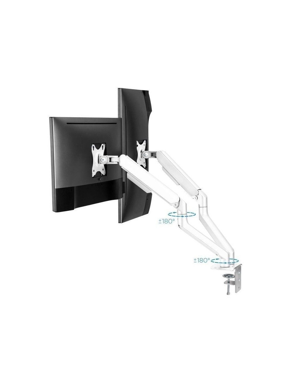 Soporte de Mesa para 2 Monitores TooQ DB4132TNR-W/ Giratorio/ Inclinable/ hasta 9kg