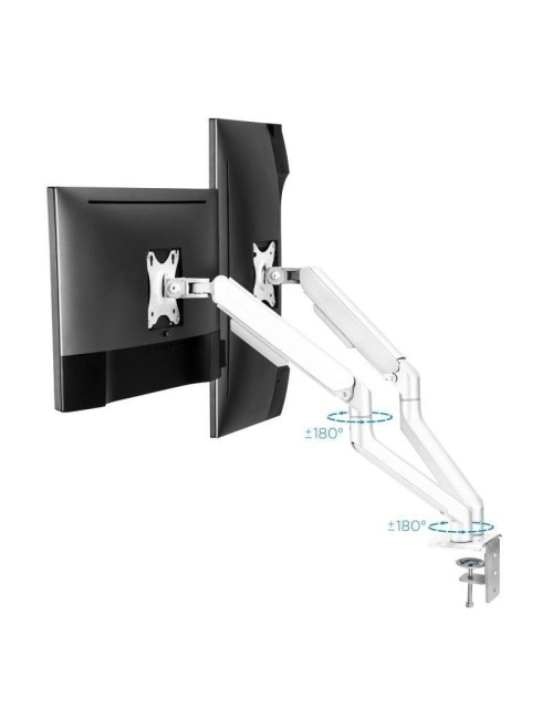 Soporte de Mesa para 2 Monitores TooQ DB4132TNR-W/ Giratorio/ Inclinable/ hasta 9kg