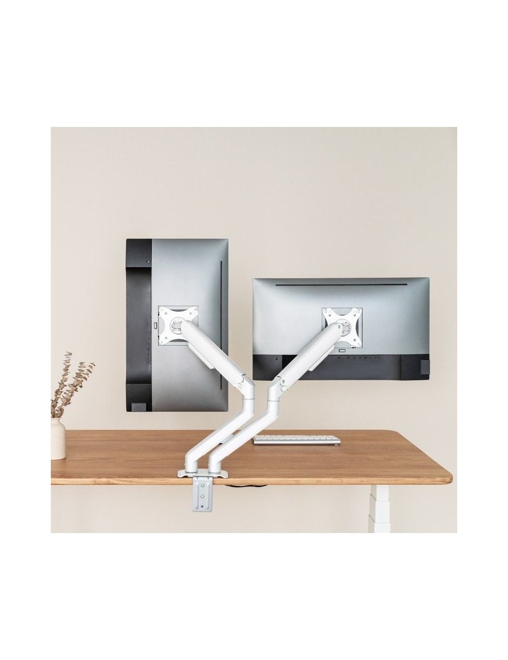Soporte de Mesa para 2 Monitores TooQ DB4132TNR-W/ Giratorio/ Inclinable/ hasta 9kg