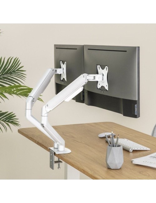 Soporte de Mesa para 2 Monitores TooQ DB4132TNR-W/ Giratorio/ Inclinable/ hasta 9kg