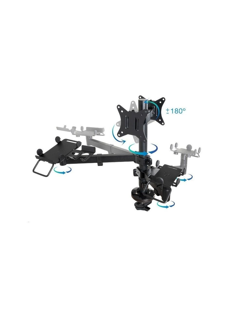 Soporte de Mesa para 2 Monitores, TPV, Impresora, Términal y Lector TooQ TQPM0002/ Giratorio/ Inclinable/ hasta 9kg