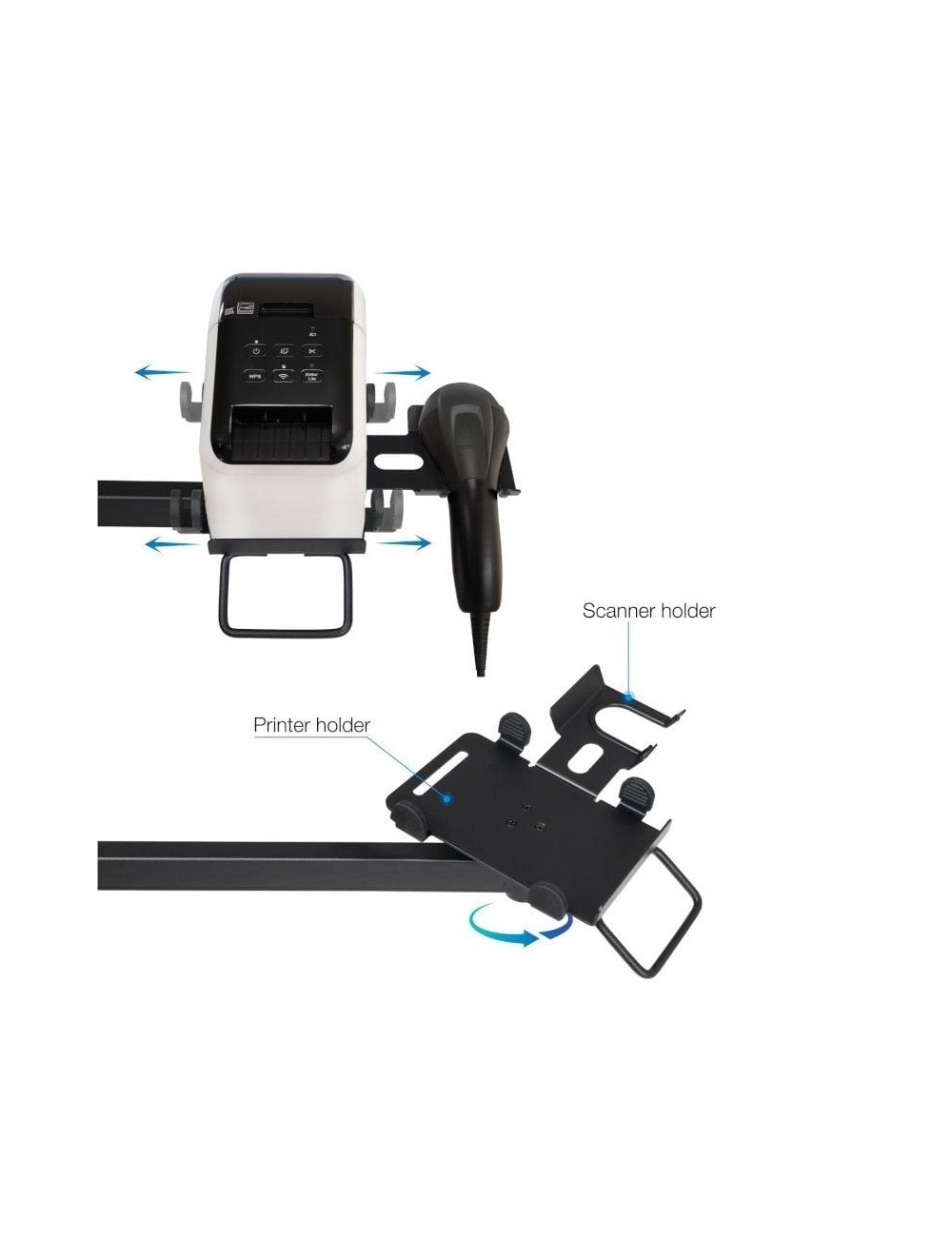 Soporte de Mesa para 2 Monitores, TPV, Impresora, Términal y Lector TooQ TQPM0002/ Giratorio/ Inclinable/ hasta 9kg