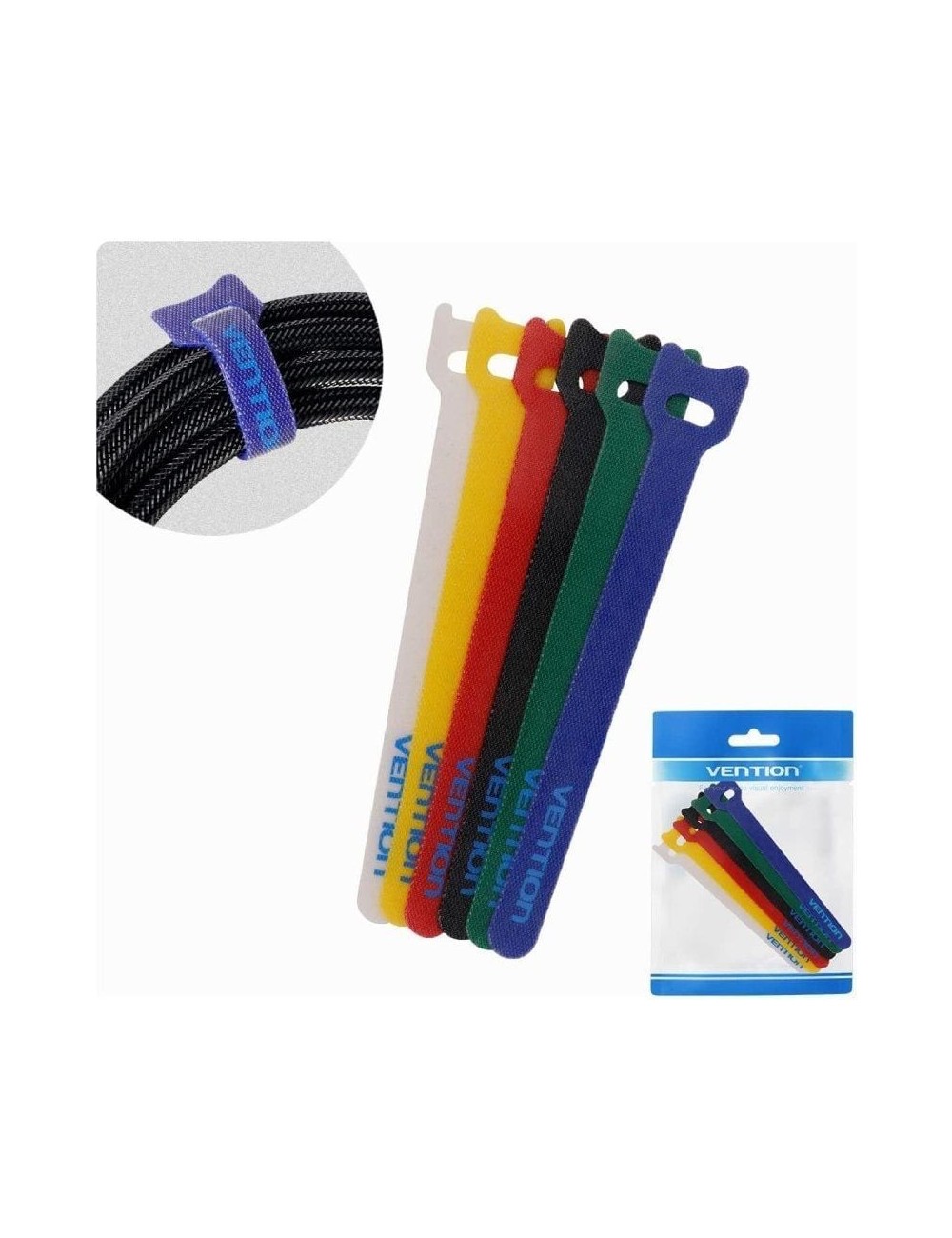 Tira Organizadora de Cables Vention KAC00/ 15cm/ Pack de 6