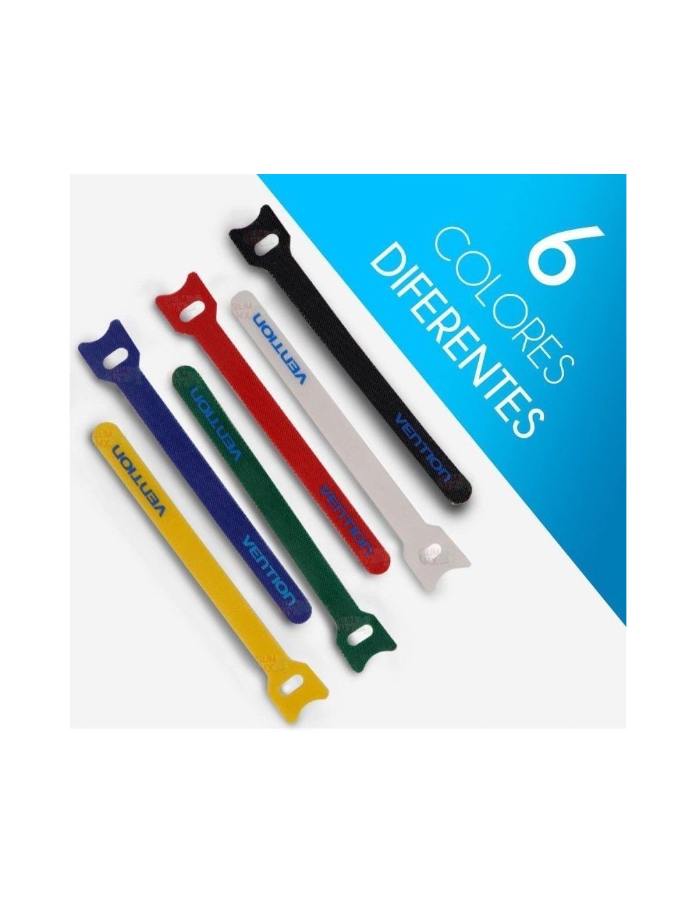 Tira Organizadora de Cables Vention KAC00/ 15cm/ Pack de 6