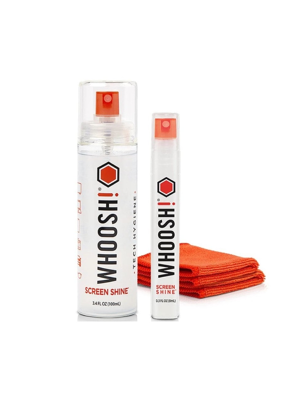 Kit Limpiador de Pantallas Whoosh Kit DUO WSH004/ Spray 100ml + Spray 8ml + 2 Paños Microfibra
