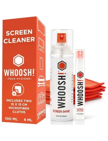 Kit Limpiador de Pantallas Whoosh Kit DUO WSH004/ Spray 100ml + Spray 8ml + 2 Paños Microfibra