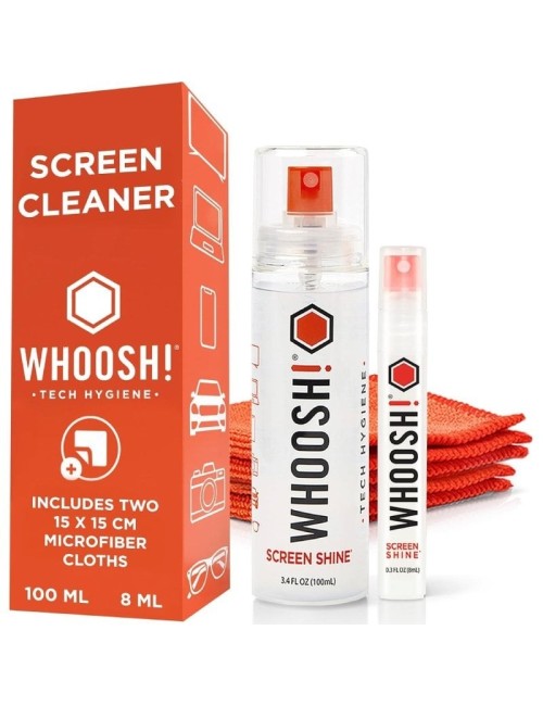 Kit Limpiador de Pantallas Whoosh Kit DUO WSH004/ Spray 100ml + Spray 8ml + 2 Paños Microfibra
