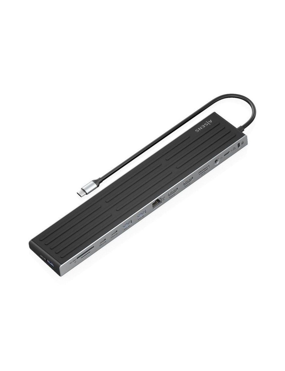 Docking USB Tipo-C Aisens ASUC-13P042-GR/ 2xUSB Tipo-C/ 1xUSB Tipo-C PD/ 2xUSB/ 2xHDMI/ 1xDisplayPort/ 1xLector de Tarjetas/ 1xJ