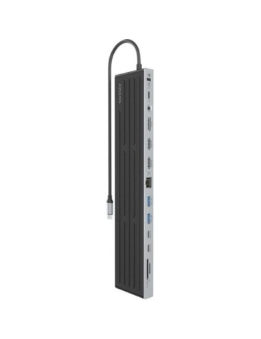 Docking USB Tipo-C Aisens ASUC-13P042-GR/ 2xUSB Tipo-C/ 1xUSB Tipo-C PD/ 2xUSB/ 2xHDMI/ 1xDisplayPort/ 1xLector de Tarjetas/ 1xJ