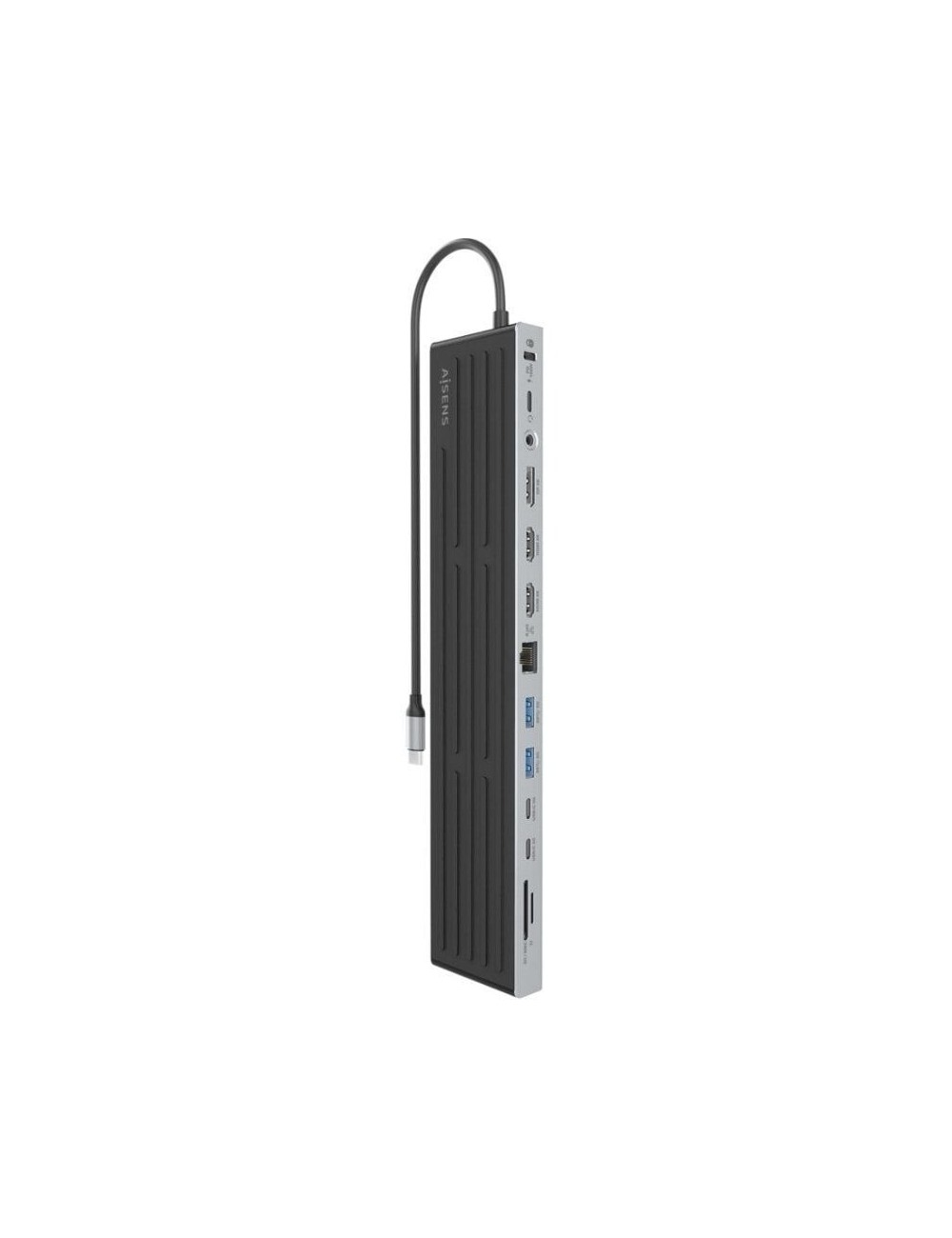Docking USB Tipo-C Aisens ASUC-13P042-GR/ 2xUSB Tipo-C/ 1xUSB Tipo-C PD/ 2xUSB/ 2xHDMI/ 1xDisplayPort/ 1xLector de Tarjetas/ 1xJ