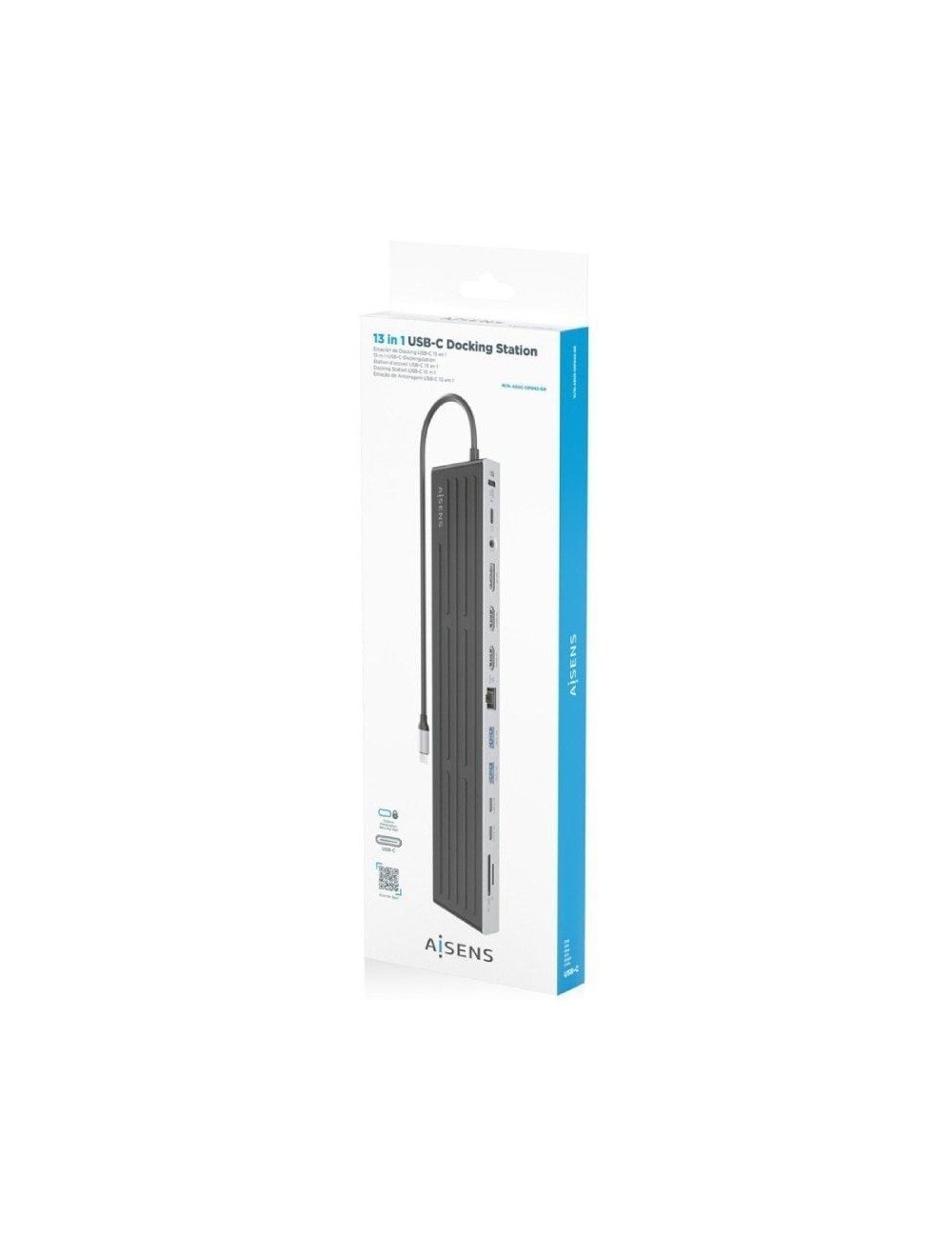 Docking USB Tipo-C Aisens ASUC-13P042-GR/ 2xUSB Tipo-C/ 1xUSB Tipo-C PD/ 2xUSB/ 2xHDMI/ 1xDisplayPort/ 1xLector de Tarjetas/ 1xJ