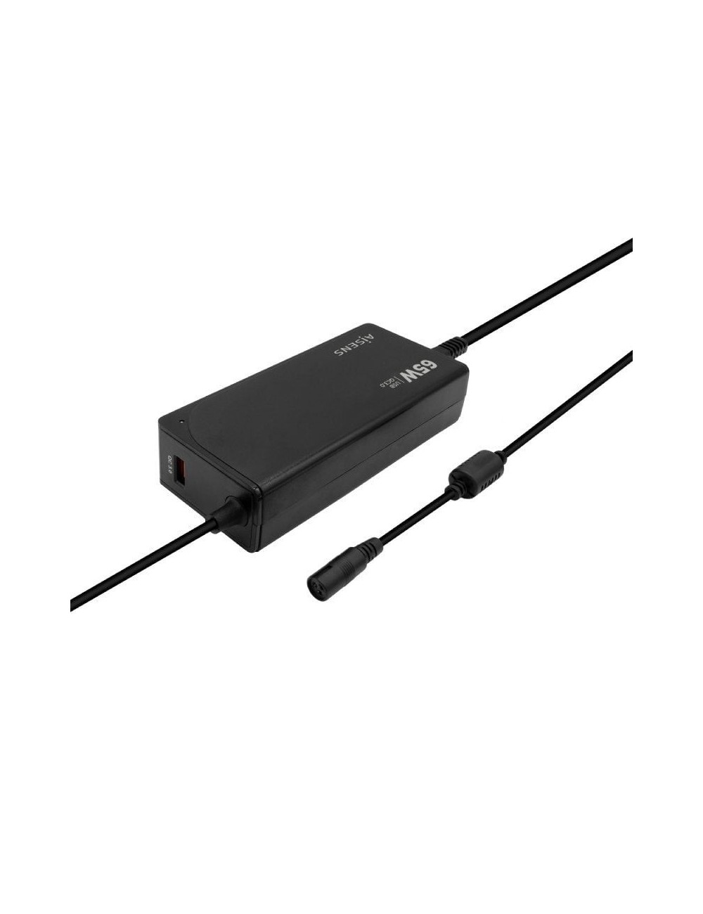 Cargador de Portátil Aisens ASLC-65WAUTO-BK/ 65W/ 1xUSB QC3.0/ Automático/ 9 Conectores/ Voltaje 18.5-20V