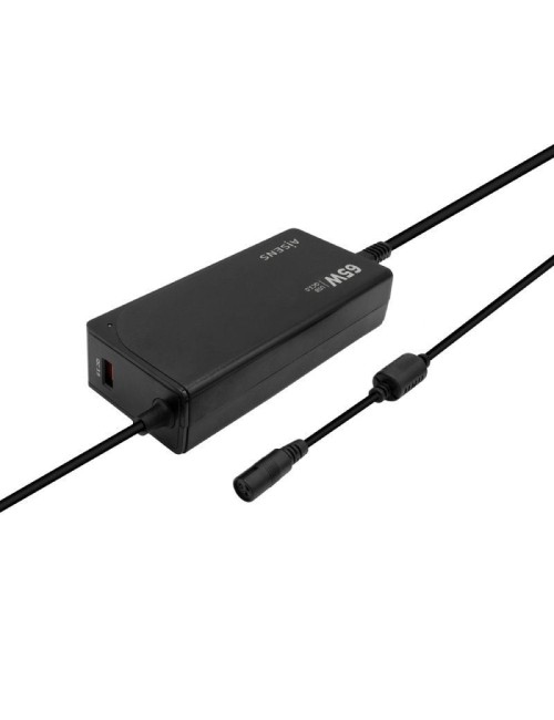 Cargador de Portátil Aisens ASLC-65WAUTO-BK/ 65W/ 1xUSB QC3.0/ Automático/ 9 Conectores/ Voltaje 18.5-20V